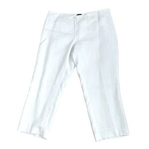 Talbots Linen Pants Cropped High Rise Straight Leg Ivory (16)